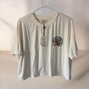 White Graphic Crop Top